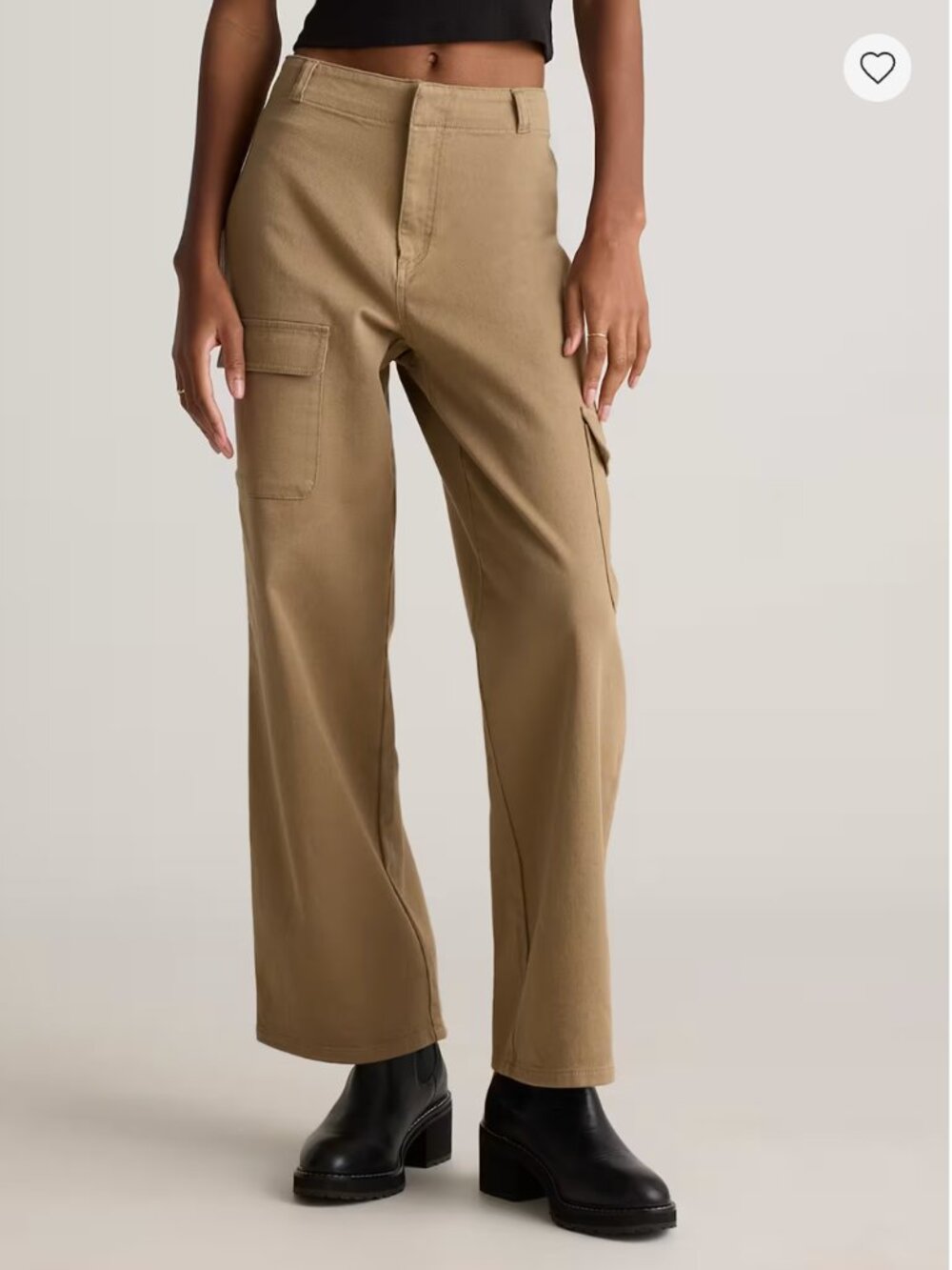 Quince Organic Stretch Cotton Twill Cargo Pants Khaki | Size 2